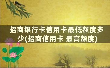 招商银行卡信用卡最低额度多少(招商信用卡 最高额度)